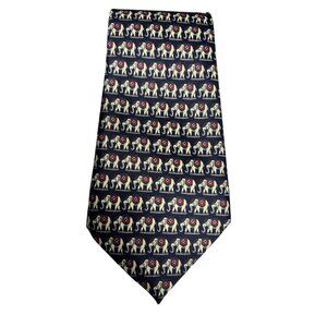 Isrida Silk Elephant Pattern Navy Tie 100% Silk Luxury Accessory